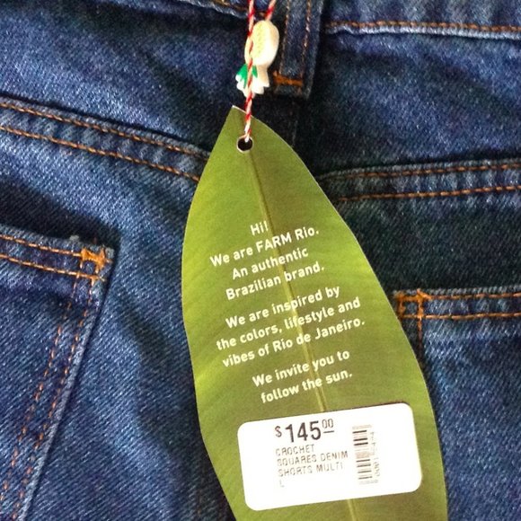 HP⭐️Farm Rio Crochet Square High Rise Denim Shorts - Picture 5 of 10